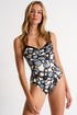 Shan Classique Draped front sweatheart neck one-piece